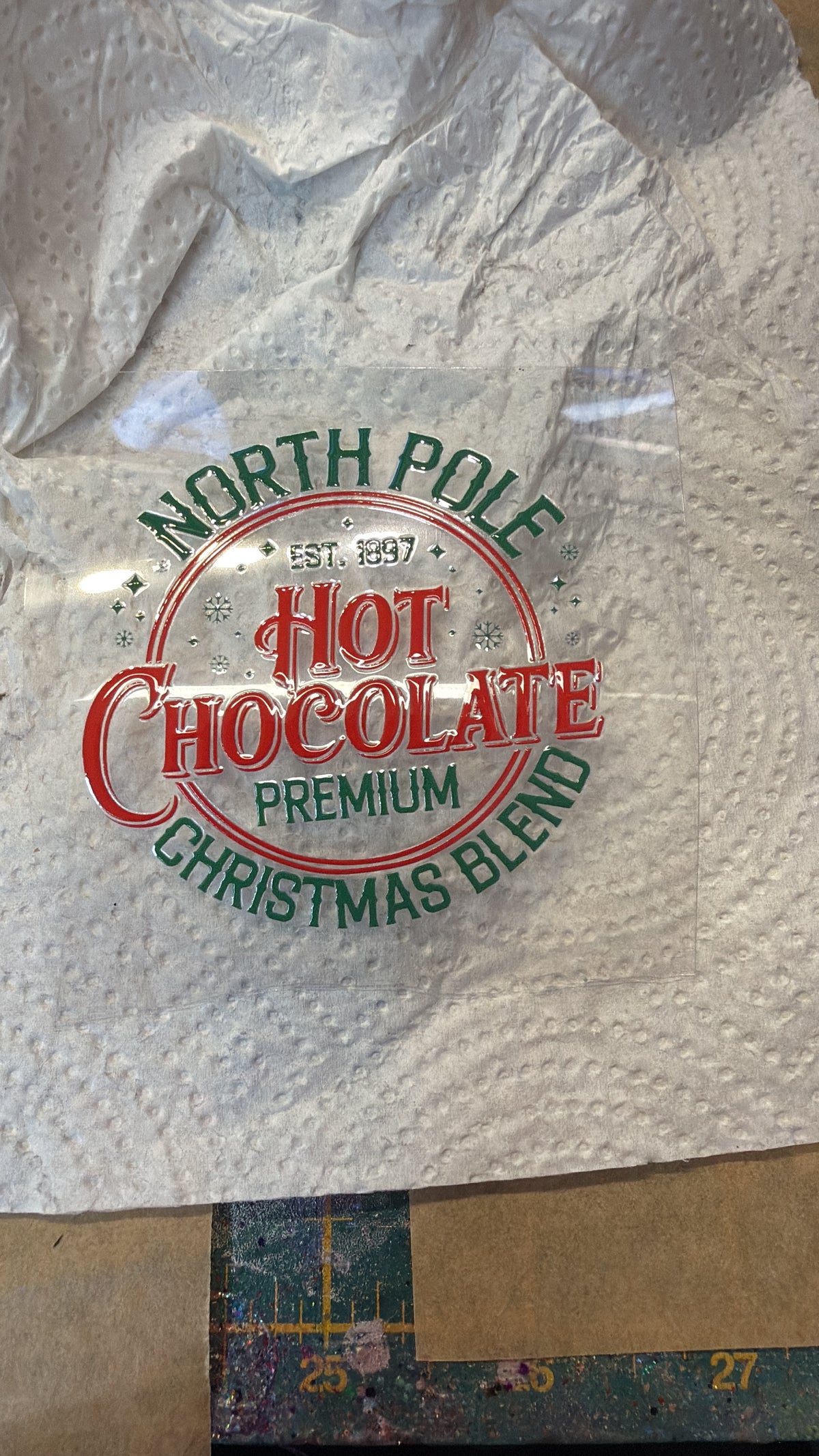 4 x hot chocolate uvdtf inc postage 6cm round